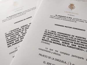 El Rey de España nombrado hermano mayor honorario de la Hdad. Huerto