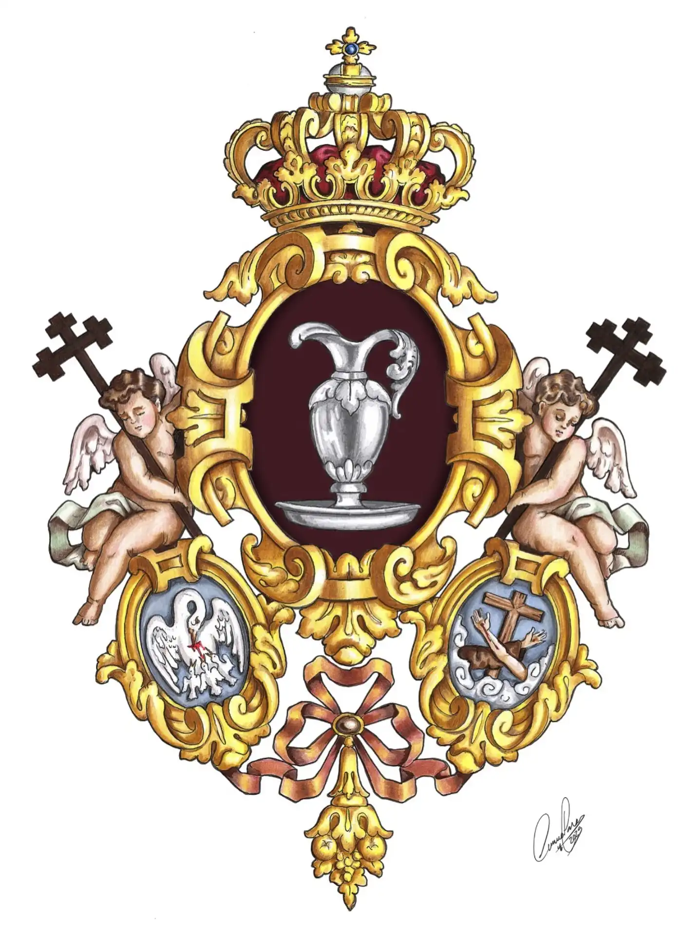 Nuevo escudo de la hermanda del lavatorio diseño de Curro Claros